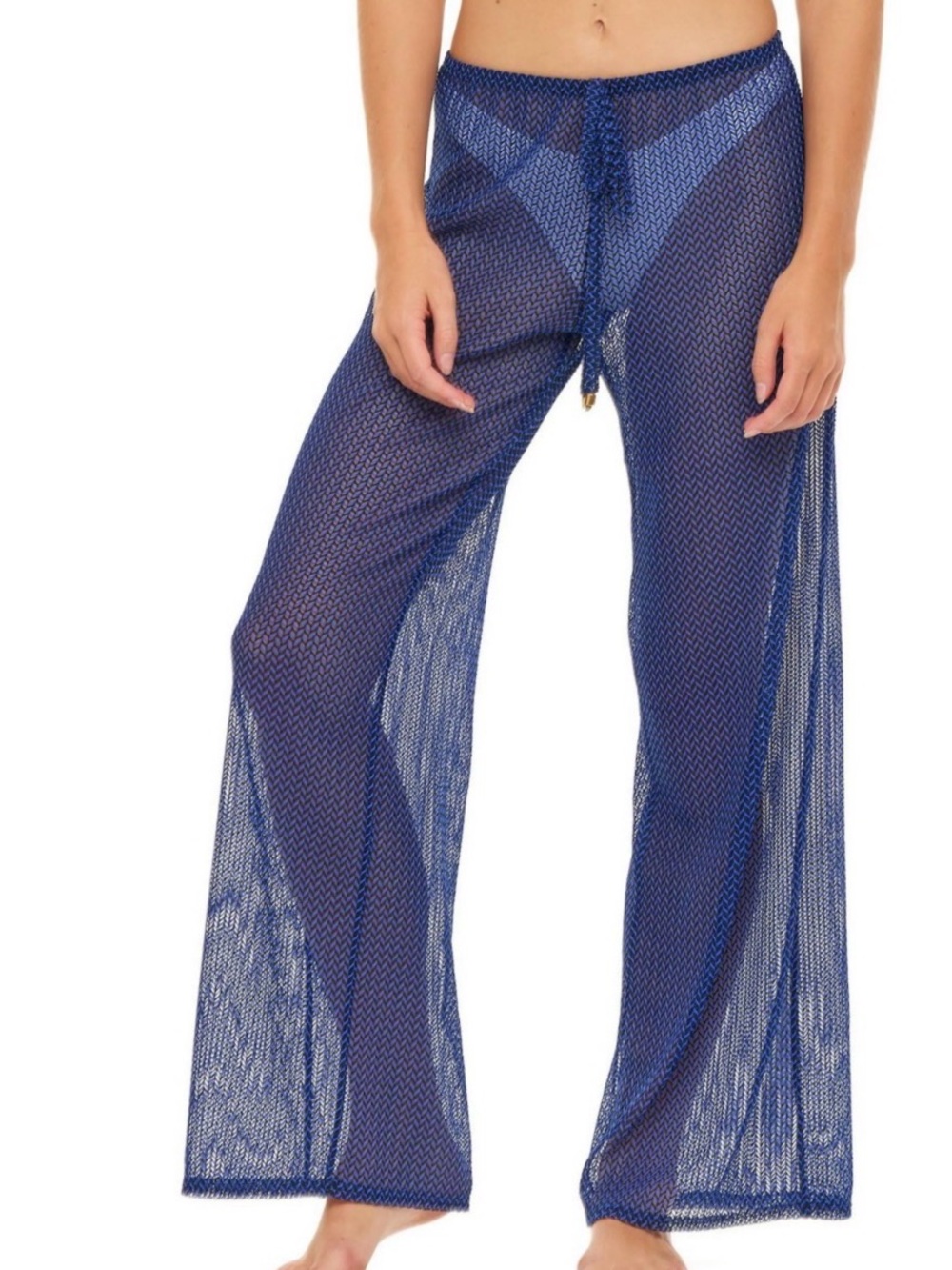 NWT Free People Navy Mesh Wide-Leg Pants ☀️ 🌊